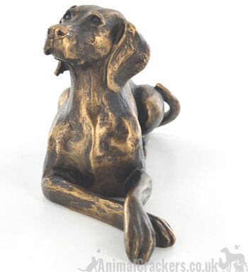 Ornement Braque de Weimar pose effet bronze 23cm, figurine dessinée par Harriet Glen 2