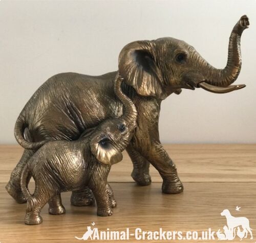 Bronzed Elephant and Calf quality ornament figurine Leonardo Bronzed. Gift boxed