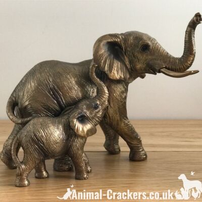Figura de adorno de calidad Elefante y Becerro bronceado Leonardo Bronceado. en caja de regalo