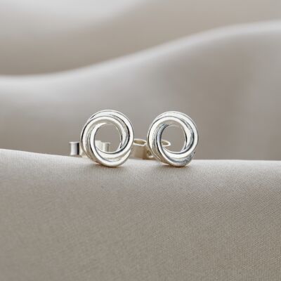 Sterling Silver Russian Ring Stud Earrings