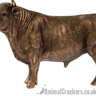 Gran figura decorativa de toro de 26 cm de la gama Leonardo Bronzed Reflections, en caja de regalo