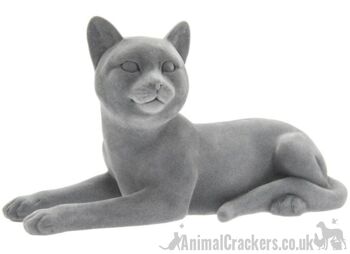 Effet de velours gris portant l'ornement de figurine de chat, grand cadeau d'amant de chat