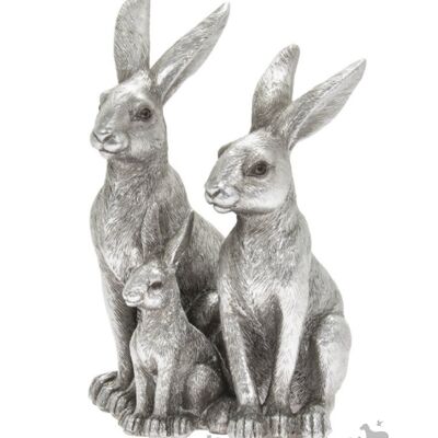 Leonardo Silver Hares & Baby Family ornament figurine, in Leonardo's classic Silver gift box, making this a great hare lover gift