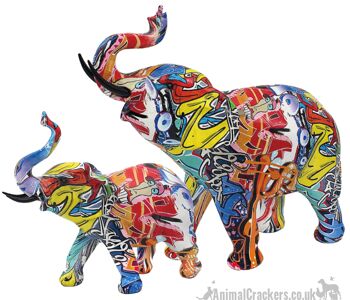 Grande figurine d'ornement d'éléphant de couleur vive Graffiti Art de 32 cm, cadeau d'amant d'éléphant 2