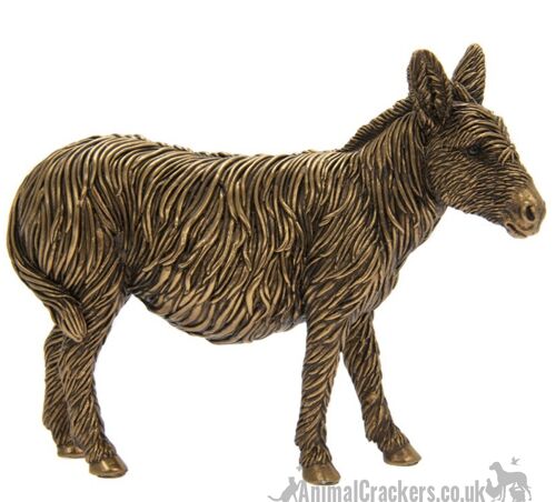 New long haired Donkey range from Leonardo, standing bronze effect Donkey ornament in gold gift box