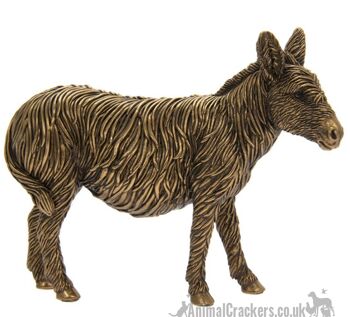 Nouvelle gamme d'ânes aux cheveux longs de Leonardo, ornement d'âne debout effet bronze dans une boîte cadeau dorée
