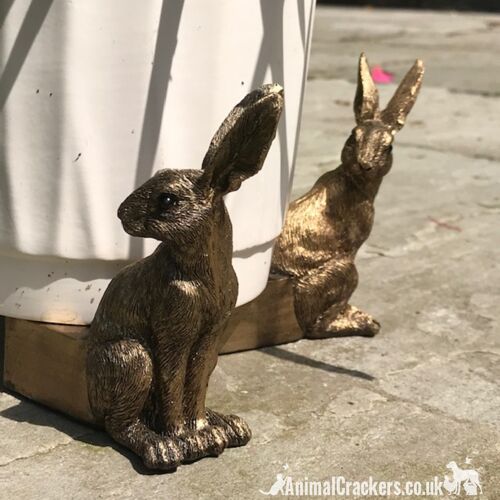 SET OF 3 bronze effect Hare plant flower-pot stands, great Hare lover gift