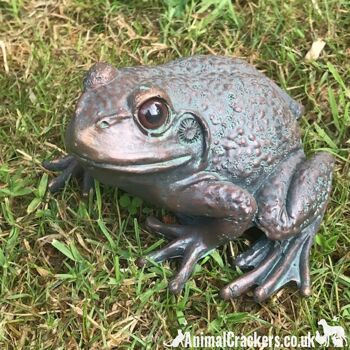 Ensemble de 2 ornements de grenouille effet bronze vieilli, décoration originale de bassin de jardin 3