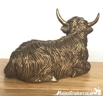 Figurine d'ornement de la mère et du veau de vache Highland de la gamme Leonardo Reflections Bronzed 6