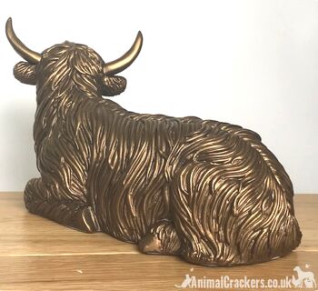 Grande figurine d'ornement Highland Cow Mother & Calf de 24 cm de la gamme Leonardo Reflections Bronzed 6