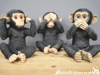 SET 3 singes sages dans des poses classiques « voir, entendre, ne parler aucun mal », ornement d'intérieur ou de jardin, grand cadeau d'amant de chimpanzé 1
