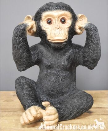 SET 3 singes sages dans des poses classiques « voir, entendre, ne parler aucun mal », ornement d'intérieur ou de jardin, grand cadeau d'amant de chimpanzé 2