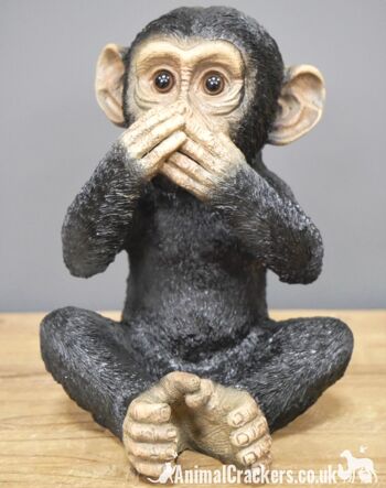 SET 3 singes sages dans des poses classiques « voir, entendre, ne parler aucun mal », ornement d'intérieur ou de jardin, grand cadeau d'amant de chimpanzé 4