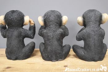 SET 3 singes sages dans des poses classiques « voir, entendre, ne parler aucun mal », ornement d'intérieur ou de jardin, grand cadeau d'amant de chimpanzé 5