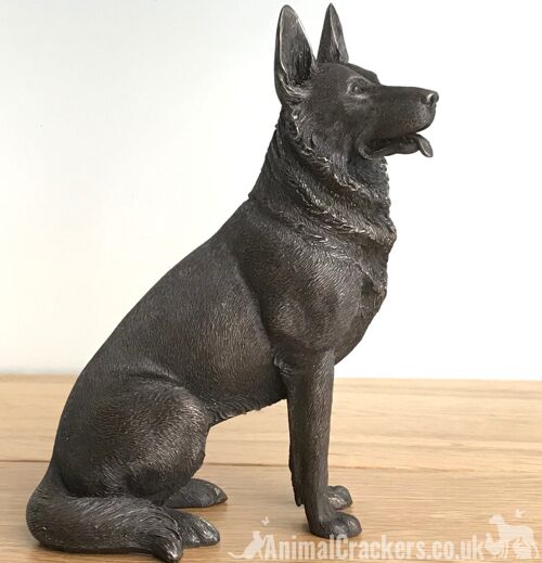 16cm Bronze sitting German Shepherd Alsatian ornament figurine Dog Lover gift