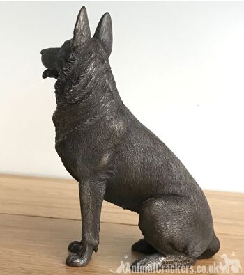 16 cm Bronze assis berger allemand alsacien ornement figurine chien amant cadeau 4