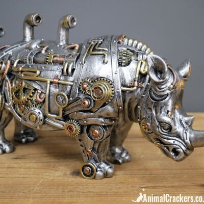 Grande figurina di ornamento Steampunk Rhinoceros, novità regalo amante di Rhino