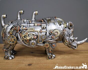 Grande figurine d'ornement de rhinocéros Steampunk, cadeau d'amant de nouveauté Rhino 3