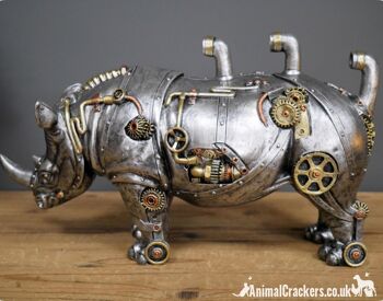 Grande figurine d'ornement de rhinocéros Steampunk, cadeau d'amant de nouveauté Rhino 4