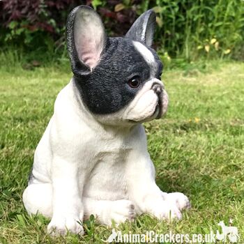 RÉDUCTION DE 20! Figurine d'ornement de chiot bouledogue français assis noir et blanc cadeau d'amant de Frenchie 2