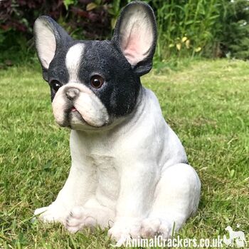 RÉDUCTION DE 20! Figurine d'ornement de chiot bouledogue français assis noir et blanc cadeau d'amant de Frenchie 4