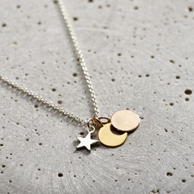 Mixed Gold Sun Moon And Star Necklace
