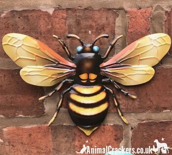 3 x grandes (25 cm) abeilles en métal décoration de jardin colorée nouveauté art mural cadeau d'amant d'abeille 2