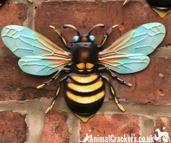 3 x grandes (25 cm) abeilles en métal décoration de jardin colorée nouveauté art mural cadeau d'amant d'abeille 3