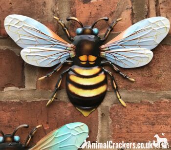 3 x grandes (25 cm) abeilles en métal décoration de jardin colorée nouveauté art mural cadeau d'amant d'abeille 4