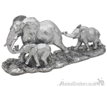 Mère éléphant avec deux veaux, joli ornement de qualité de la gamme Leonardo Reflections Silver, coffret cadeau