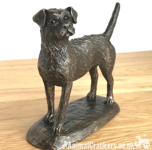 Quality Bronze Border Terrier ornament figurine by Harriet Glen, dog lover gift