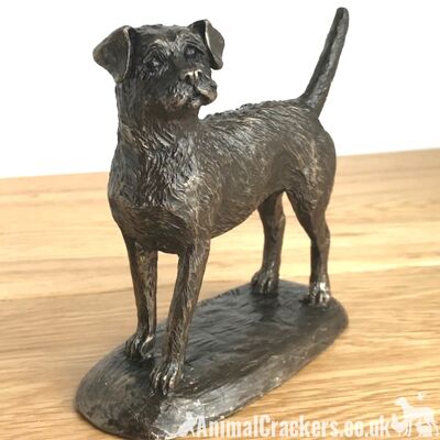 Figurine d'ornement Border Terrier en bronze de qualité par Harriet Glen, cadeau d'amant de chien