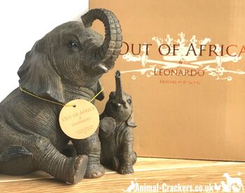 Éléphant assis avec ornement/figurine de veau de Léonard, coffret cadeau 3