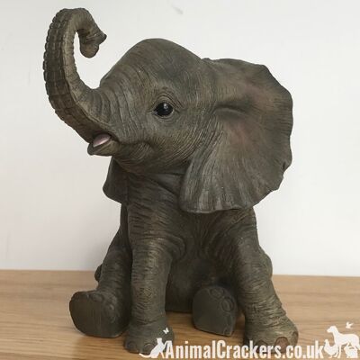 Estatuilla decorativa de elefante sentado, gama Leonardo, amante del elefante, en caja de regalo
