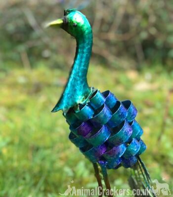 Sculpture d'ornement de jardin Maxine Peacock, métal peint coloré brillant brillant avec finition 2