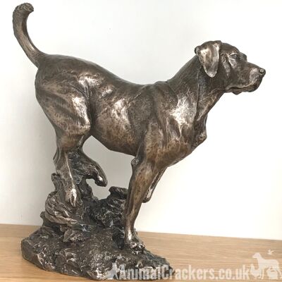 Estatua de estatuilla de adorno de escultura de Labrador de bronce de peso pesado grande diseñada por David Geenty - ¡Exclusivo de Animal Crackers!