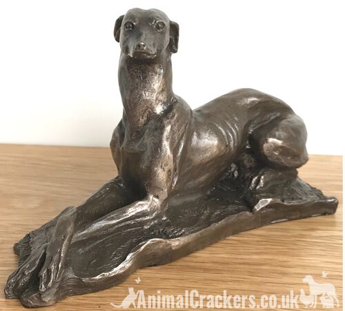 Exclusive to Animal Crackers - Laying Greyhound sculpture by Harriet Glen, in quality Cold Cast Bronze