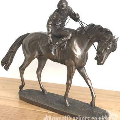 Exclusivo de Animal Crackers - David Geenty 'On Parade' Escultura de estatuilla de adorno de bronce fundido en frío, gran regalo para los amantes de los caballos de carreras