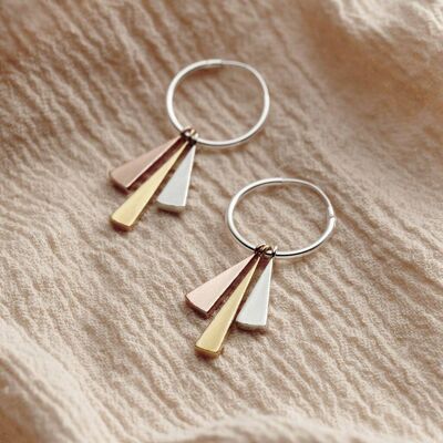 Mixed Gold Sunbeam Hoop Earrings