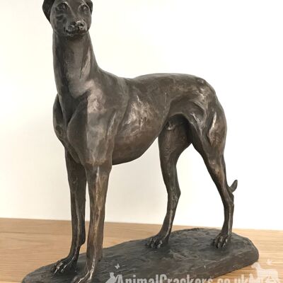 Gran estatua de escultura de adorno de galgo de bronce de Gus por Harriet Glen