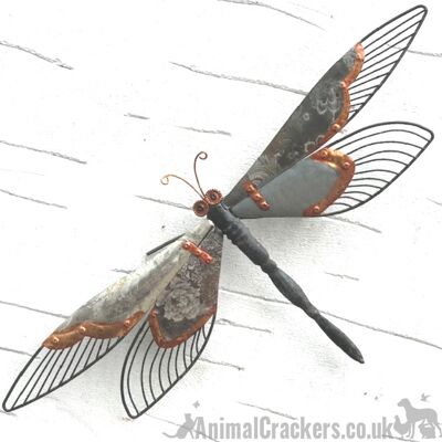 55 cm Grigio / RAME metallo DRAGONFLY wall art ornamento da giardino scultura decorazione