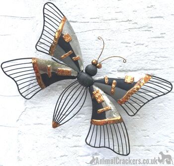 38 cm gris/cuivre métal papillon mur art jardin ornement sculpture décoration 1