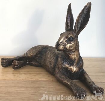 Grande figurine d'ornement de lièvre de pose effet bronze de 25 cm, grand cadeau d'amant de lièvre 3