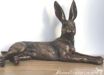 Grande figurine d'ornement de lièvre de pose effet bronze de 25 cm, grand cadeau d'amant de lièvre 4