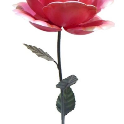 63cm metal pink ROSE garden ornament flower decoration, great Valentine's or Mother's Day gift