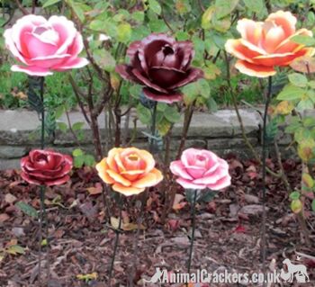 Ornement de jardin rose en métal de 63 cm, décoration florale ROSE, excellent cadeau pour la Saint-Valentin ou la fête des mères 3