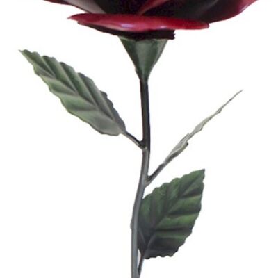 Ornement de jardin ROSE rouge foncé en métal de 63 cm, décoration florale, excellent cadeau pour la Saint-Valentin ou la fête des mères
