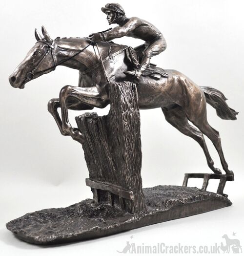 Large 33cm heavyweight 'At Full Stretch' bronze racehorse ornament figurine by David Geenty