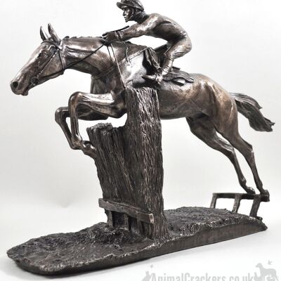 Gran figura decorativa de caballo de carreras de bronce 'At Full Stretch' de 33 cm de peso pesado de David Geenty