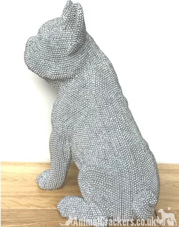 EXTRA LARGE!! 28cm Glitzy assis bouledogue français Frenchie ornement figurine décoration pailletée 5